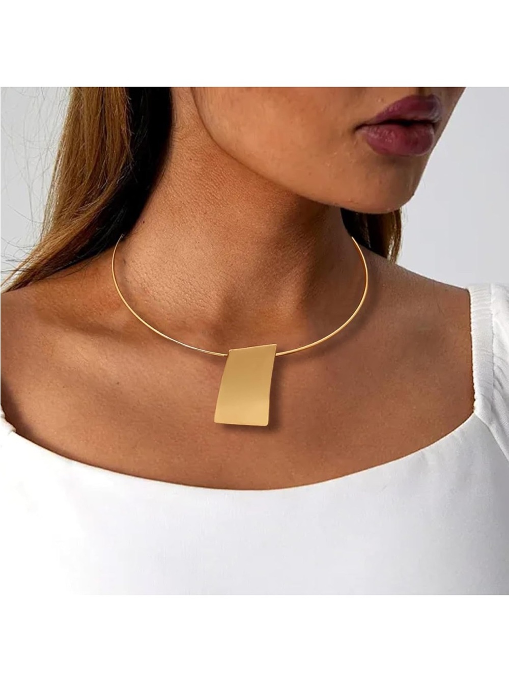 Gold Geometric Choker Necklace - Minimalist Women Jewelry